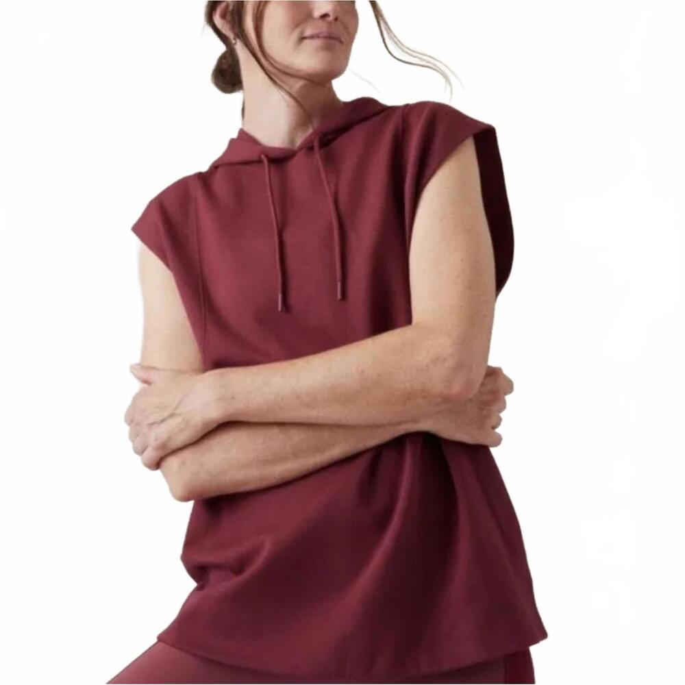 ATHLETA Oversized Sweatshirt Hoodie Tank Size XS Sundown Shirt Wine NEW $89 msrp - Picture 2 of 6